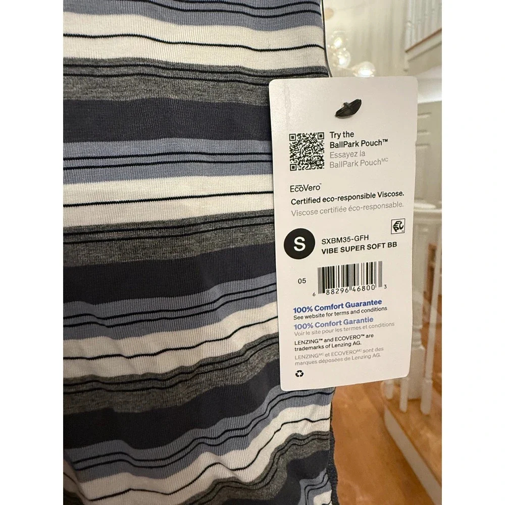 SAXX Vibe Super Soft Boxer Briefs Mens Small Striped Grey Blue NWT